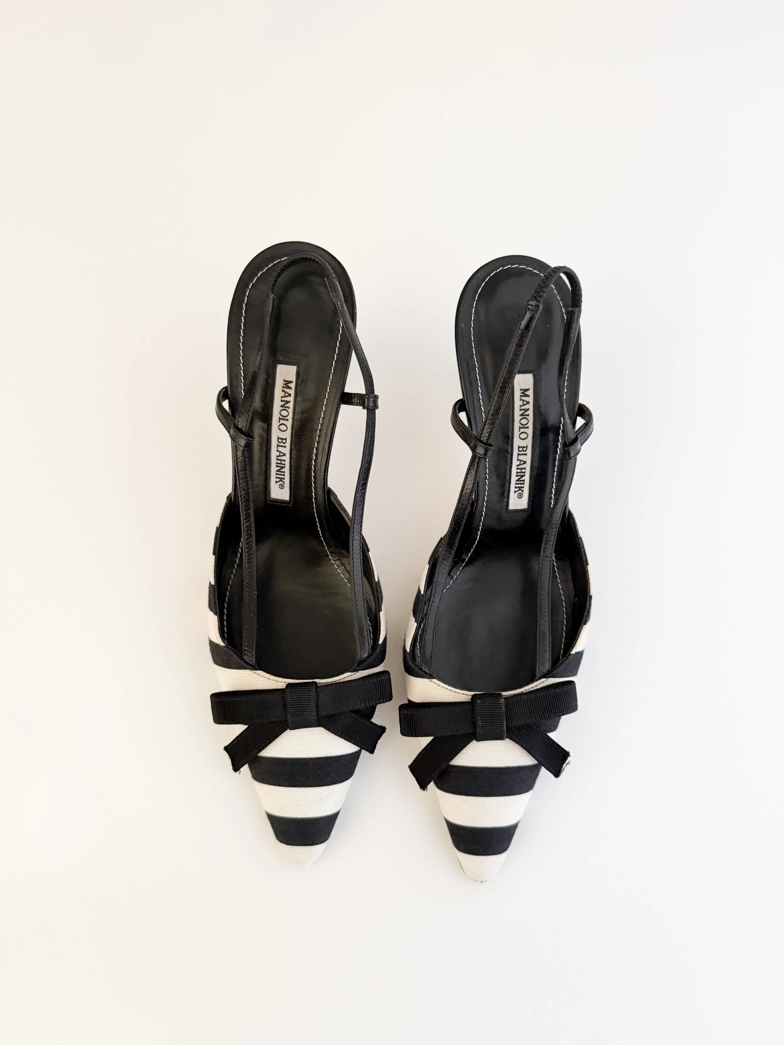 Prada Vintage Black & White Ribbon Bow Sandal Heels (US 10 / IT 40